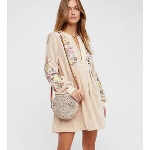 Free People Embroidered Mia Velvet Mini Dress Size Small